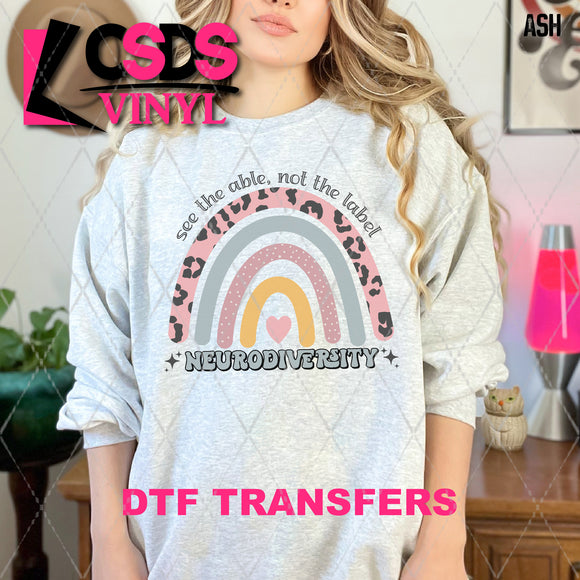 DTF Transfer - DTF007655 See the Able Not the Label Neurodiversity Leopard Rainbow
