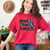 DTF Transfer - DTF007667 Brave Strong Fearless Autism Ribbon