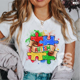 DTF Transfer - DTF007668 Autism Puzzle Pieces Paint Splash