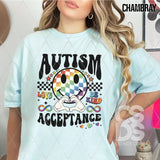 DTF Transfer - DTF007705 Autism Acceptance Smile Checkered Rainbow