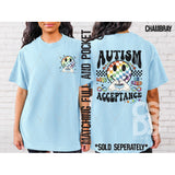 DTF Transfer - DTF007706 Autism Acceptance Smile Checkered Rainbow Pocket