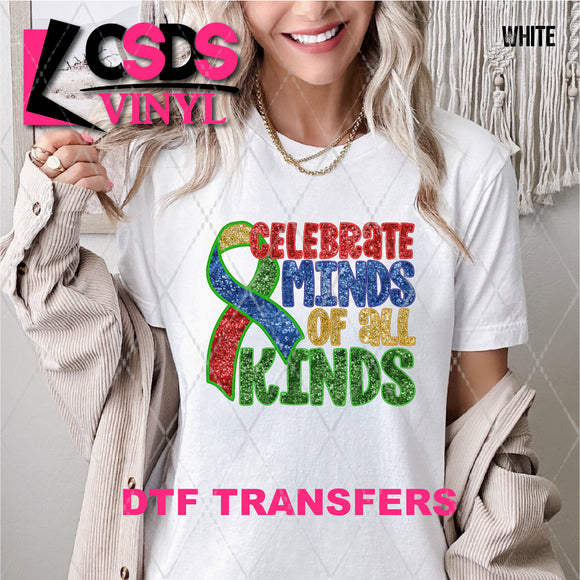 DTF Transfer - DTF007717 Celebrate Minds of All Kinds Faux Embroidery/Sequins