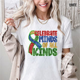 DTF Transfer - DTF007717 Celebrate Minds of All Kinds Faux Embroidery/Sequins