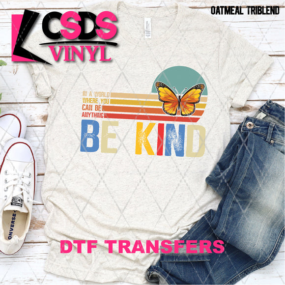 DTF Transfer - DTF007727 Retro In a World Be Kind Butterfly