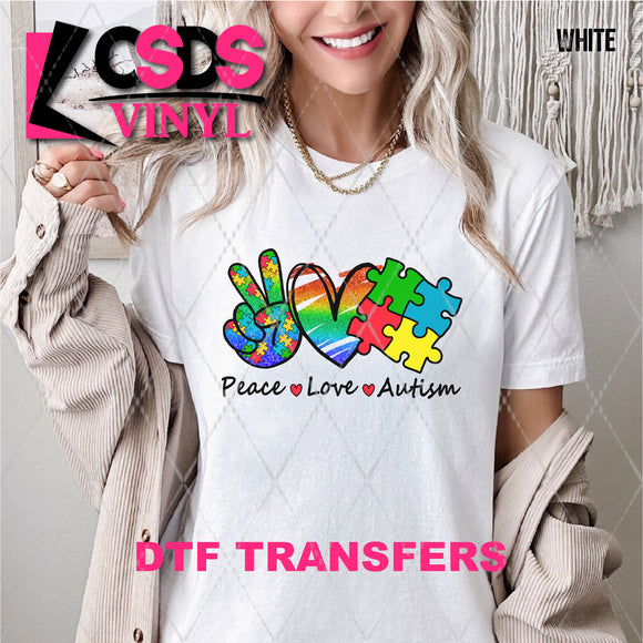 DTF Transfer - DTF007729 Peace Love Autism Faux Glitter