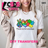 DTF Transfer - DTF007729 Peace Love Autism Faux Glitter
