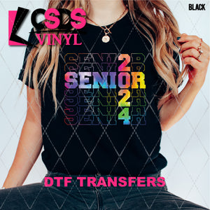DTF Transfer - DTF007799 Tie Dye Senior 2024 Stacked Word Art
