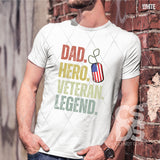 DTF Transfer - DTF007980 Dad Hero Veteran Legend