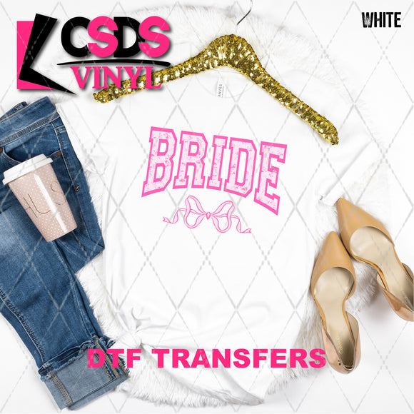 DTF Transfer - DTF008099 Bride Varsity Pink Bow