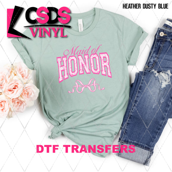 DTF Transfer - DTF008101 Maid of Honor Varsity Pink Bow
