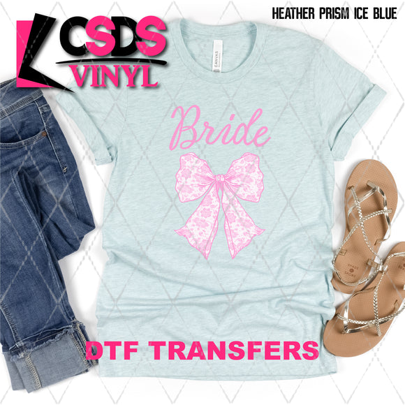 DTF Transfer - DTF008102 Bride Pink Lace Bow