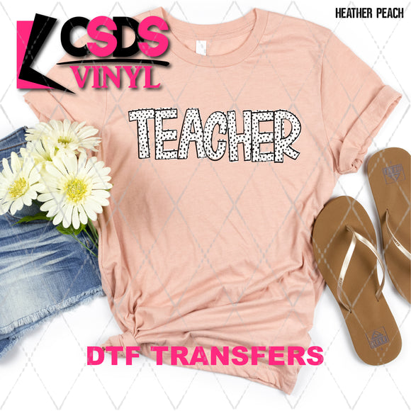 DTF Transfer - DTF008224 Teacher Dotted Black and White 2