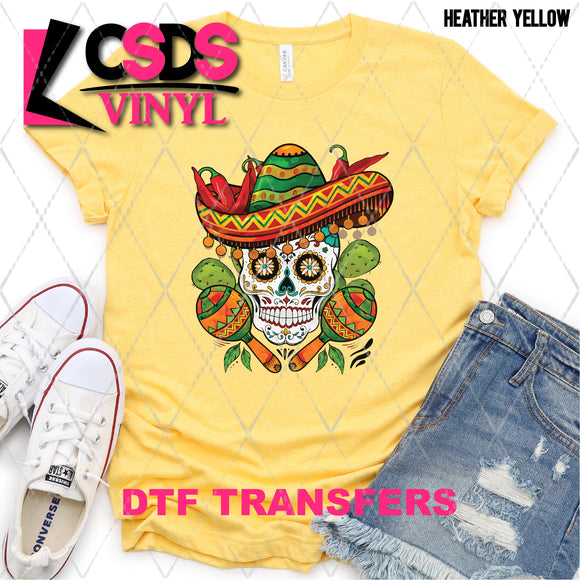 DTF Transfer - DTF008251 Mexican Sugar Skull with Sombrero
