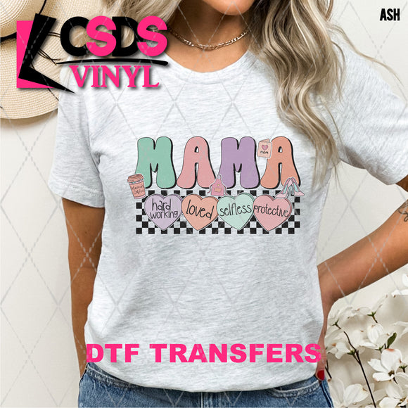 DTF Transfer - DTF008404 Mama Hard Working Loved Selfless Protective Hearts