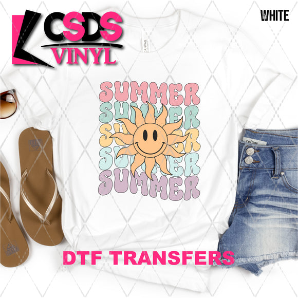 DTF Transfer - DTF008420 Smiling Sun Summer Stacked Word Art