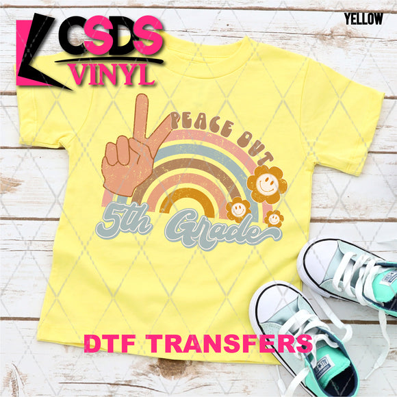 DTF Transfer -  DTF008534 Peace Out 5th Grade Rainbow Girl