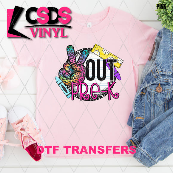 DTF Transfer -  DTF008544 Peace Out Pre-K Rainbow Leopard