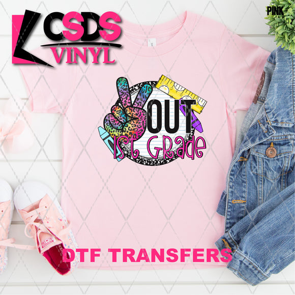 DTF Transfer -  DTF008546 Peace Out 1st Grade Rainbow Leopard
