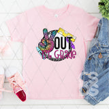 DTF Transfer -  DTF008546 Peace Out 1st Grade Rainbow Leopard