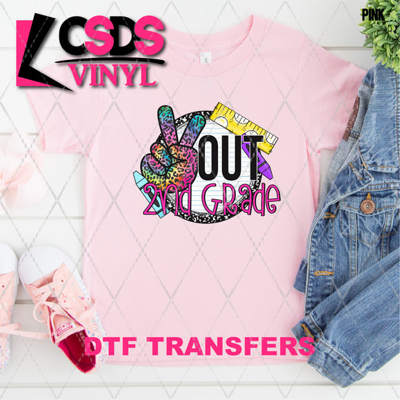 DTF Transfer -  DTF008547 Peace Out 2nd Grade Rainbow Leopard