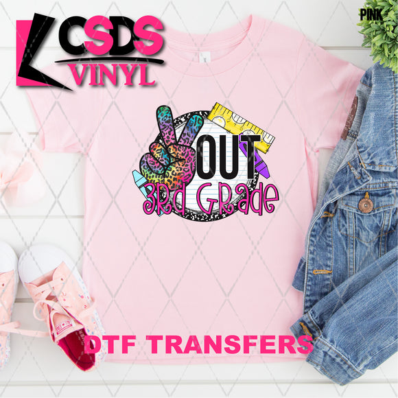 DTF Transfer -  DTF008548 Peace Out 3rd Grade Rainbow Leopard