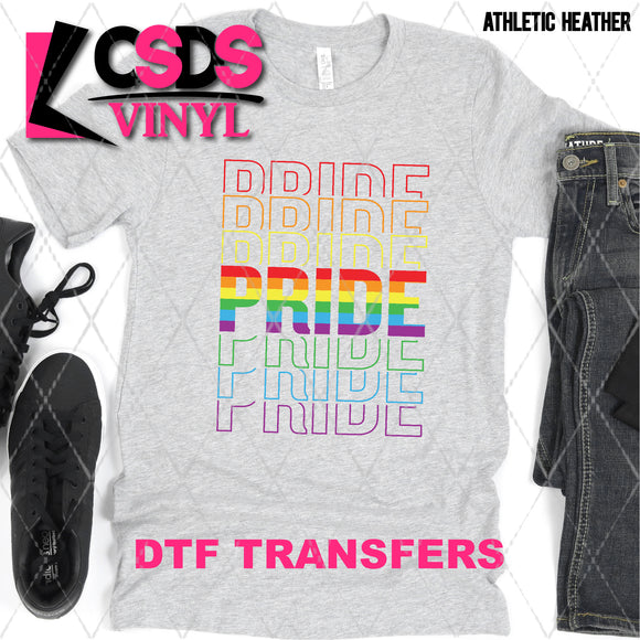 DTF Transfer - DTF008601 Pride Rainbow Stripes Stacked Word Art