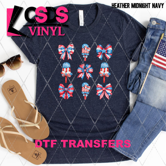 DTF Transfer - DTF008836 Patriotic Bow and Popsicle Coquette