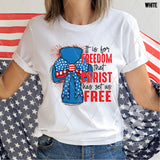 DTF Transfer - DTF008848 Christ has Set Us Free Patriotic Cross