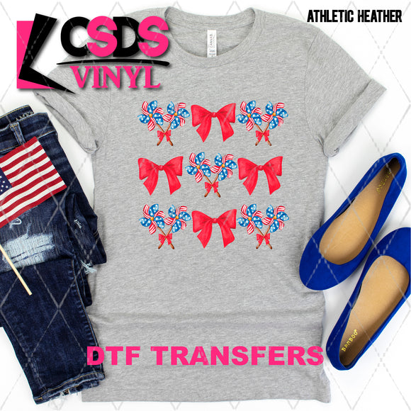 DTF Transfer - DTF008883 Patriotic Spinners and Bows Coquette