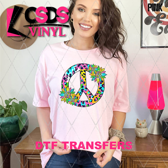 DTF Transfer - DTF008902 Colorful Leopard Peace Sign