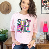 DTF Transfer - DTF008927 Softball Mama Colorful Letters Faux Embroidery
