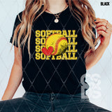 DTF Transfer - DTF008929 Softball with Heart Stacked Word Art