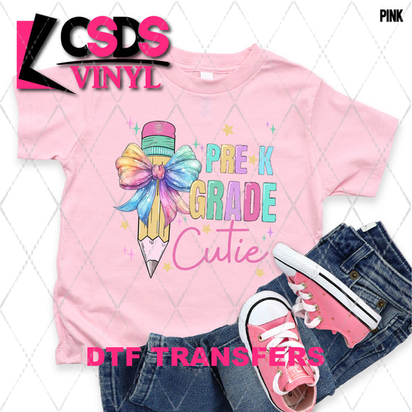 DTF Transfer - DTF009122 Pre-K Cutie Colorful Bow and Pencil