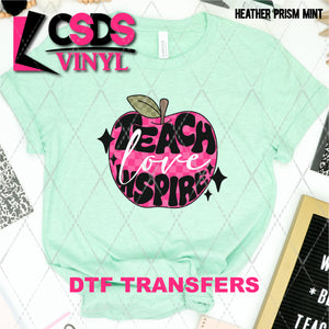 DTF Transfer - DTF009197 Teach Love Inspire Pink Apple