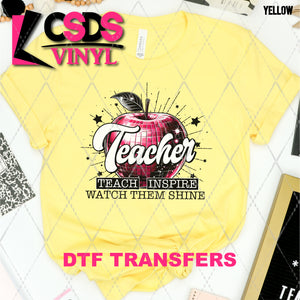 DTF Transfer - DTF009204 Teacher Apple Teach Inspire Watch Them Shine