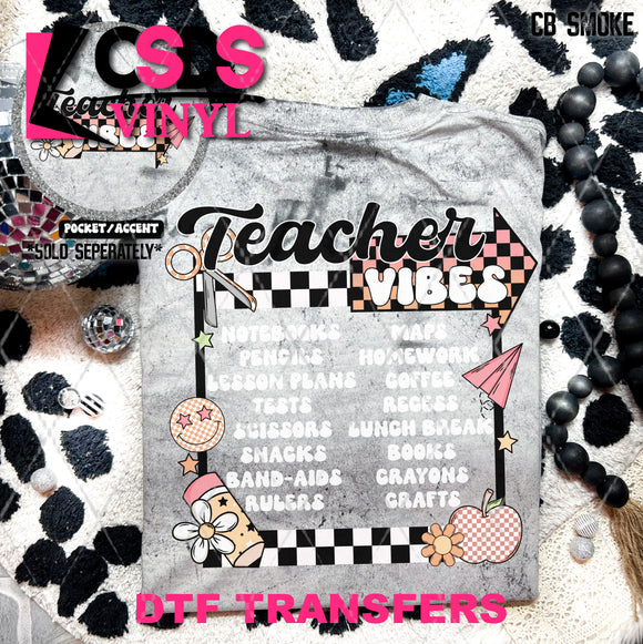 DTF Transfer - DTF009218 Teacher Vibes White