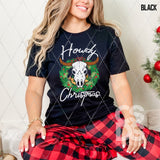 DTF Transfer - DTF009287 Howdy Christmas Bull with Wreath