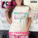 DTF Transfer - DTF009303 Merry & Bright Multi Colored Faux Tinsel