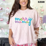 DTF Transfer - DTF009304 Merry Mama Multi Colored Faux Tinsel