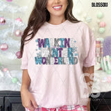 DTF Transfer - DTF009322 Walking in a Winter Wonderland with Snowflakes Faux Glitter/Embroidery