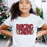 DTF Transfer - DTF009339 Baking Crew Red Gingerbread Man Cookies Faux Glitter/Embroidery