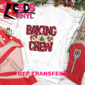 DTF Transfer - DTF009340 Baking Crew Red Christmas Cookies Faux Glitter/Embroidery