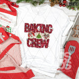 DTF Transfer - DTF009340 Baking Crew Red Christmas Cookies Faux Glitter/Embroidery