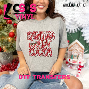 DTF Transfer - DTF009361 Santa's Hot Peppermint Cocoa Peppermint Stripes Faux Embroidery