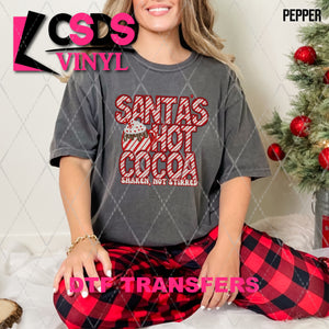 DTF Transfer - DTF009365 Santa's Hot Peppermint Shaken 2 Cocoa Peppermint Stripes Faux Embroidery