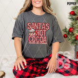 DTF Transfer - DTF009365 Santa's Hot Peppermint Shaken 2 Cocoa Peppermint Stripes Faux Embroidery