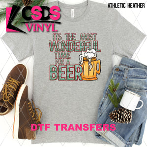 DTF Transfer - DTF009366 It's the Most Wonderful Time of the Year for a Beer Faux Embroidery