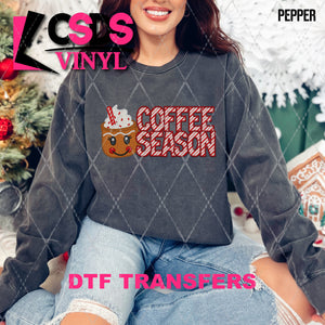 DTF Transfer - DTF009374 Coffee Season Gingerbread Cup Faux Embroidery