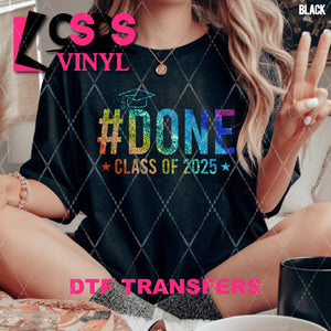 DTF Transfer - DTF009383 #Done Class of 2025 Faux Glitter Rainbow