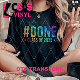 DTF Transfer - DTF009383 #Done Class of 2025 Faux Glitter Rainbow